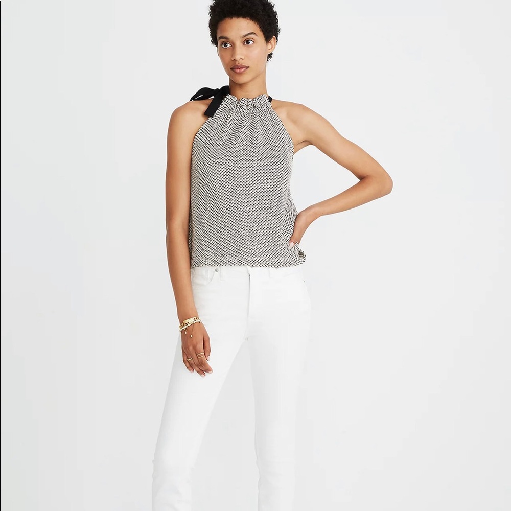 Madewell Sz Small Texture & Thread Tie-Neck Knit Halter Top Womens J2055.